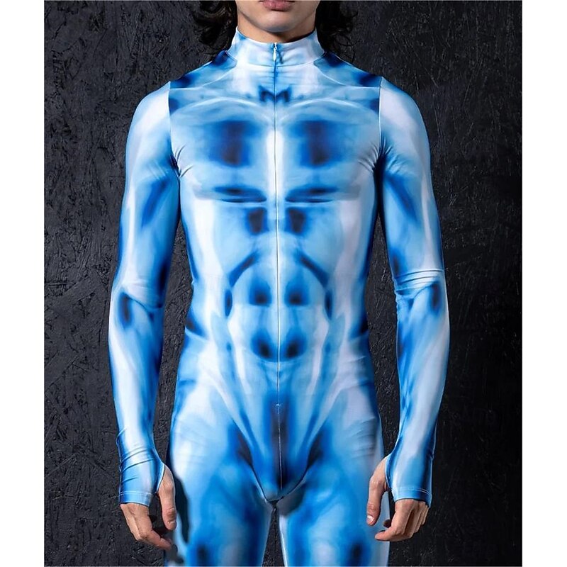 Muscle Halloween Bodysuit Full Body Catsuit Scary Costume Adults' Men's Halloween Carnival Day of the Dead Performance Party Club Easy Halloween Costumes Dress Up