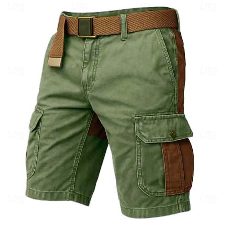 Men's Cargo Shorts Outdoor Shorts Casual Shorts Hiking Shorts Patchwork Multi Pocket Straight Leg Color Block Wearable Moisture Wicking Knee Length Outdoor Casual Daily Fashion Classic Style Black