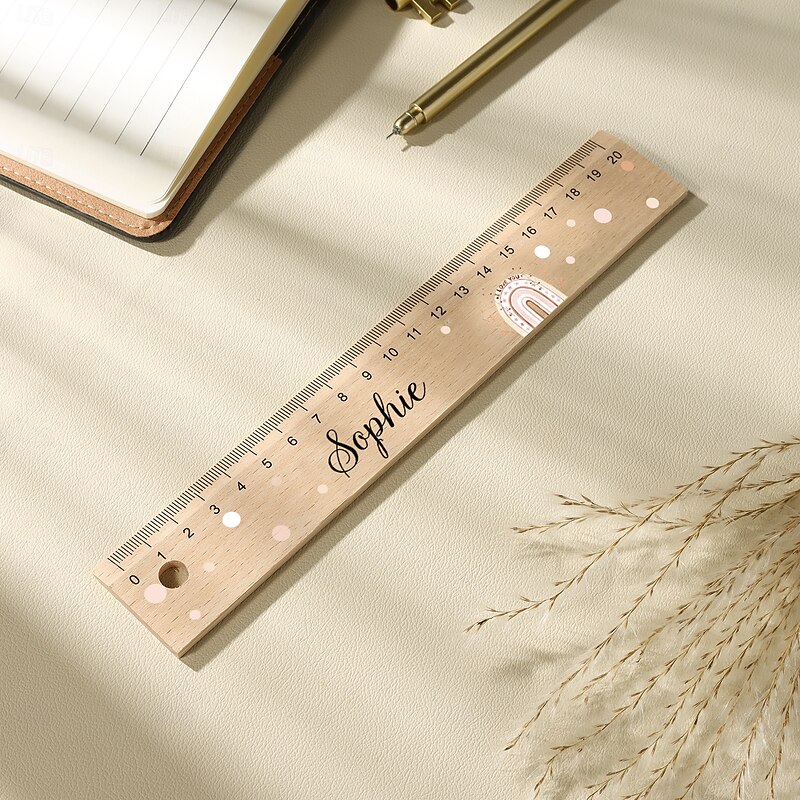 Personalized Name Wooden Ruler Custom Back to School Gift, Eco-Friendly Durable Student Stationery with Cute Designs, Precise Measurement, Safe Natural Material3