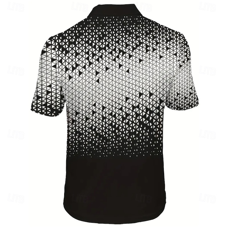 Men's Geometic Polo Short Sleeve Polo Shirts Collared Shirts Business Casual Athleisure Buttons Summer Black Blue Brown4