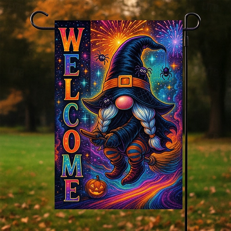 Halloween Garden Flag Banner – Neon-Style 