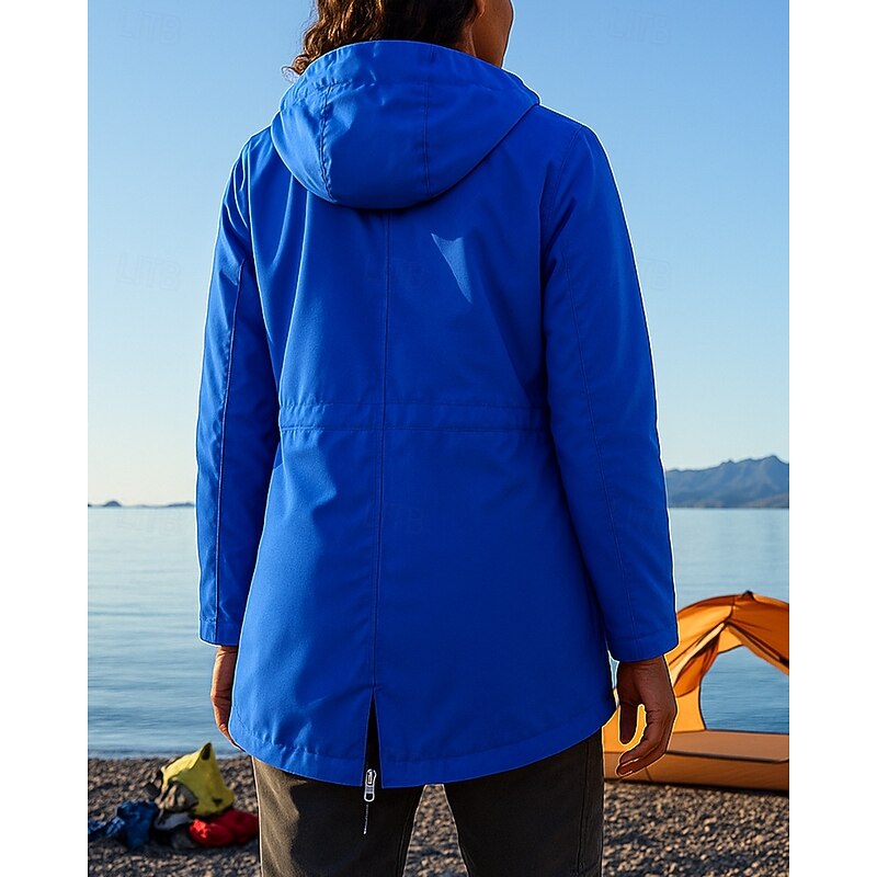 Women's rain coat Outdoor Waterproof Windproof Hiking Outfits Hiking Clothes Winter Autumn / Fall Top Camping / Hiking / Caving Running Solid Color Black Red Blue2