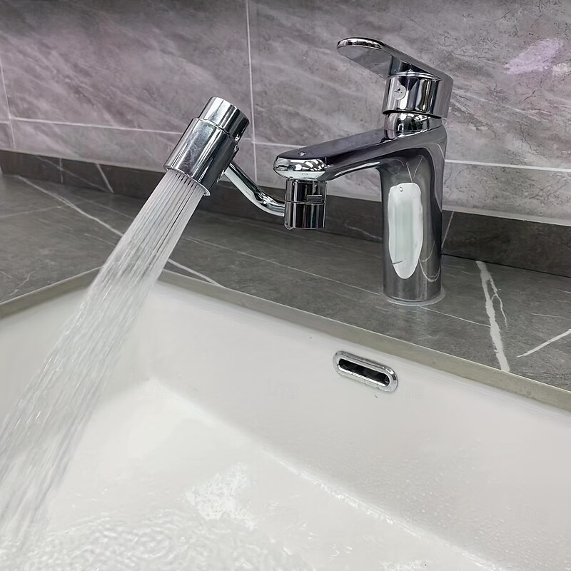 1pc Dual-Mode Rotating Faucet Connecter 360 Swivel, 2-Style Water Flow, Chrome Finish, Zinc Alloy, Easy Installation for Bathroom Sinks & Faucets, Classic Design, No Drinking Water Safe, Faucet for3