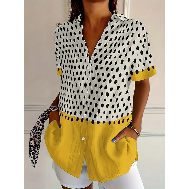 Women's Shirt Long Sleeve Button Down Blouse Graphic Geometric Striped Vintage Tropical Stylish Sleeveless Short Sleeve Shirt Collar Regular Tops Daily Yellow Purple Summer Spring