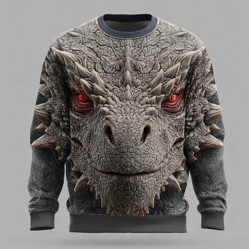 Men's Dragon 3D Sweatshirt Sweatshirt Long Sleeve Sweatshirt Crew Neck Casual Punk & Gothic Digital Print Party Streetwear All Seasons
