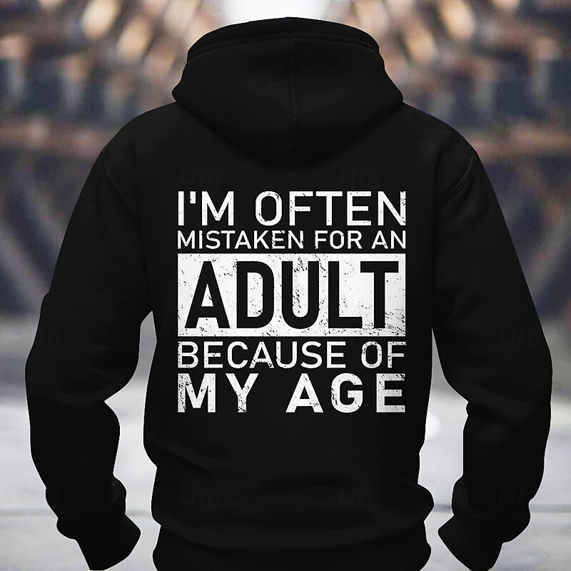 Men's Funny Graphic Tee: 'Mistaken for an Adult Because of My Age' - Ironic Lifestyle Quote Shirt4