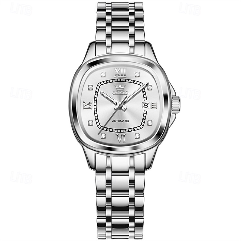 The New Olevs Square Dial Ladies' Business Watch Waterproof Luminous Calendar Day Display Fully Automatic Mechanical Watch Fashionable Casual And High-End Ladies' Sports Wristwatch3