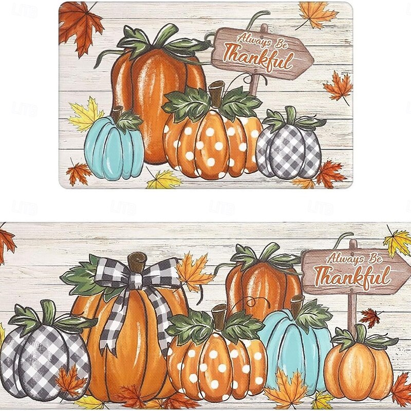 Thanksgiving Autumn Long Kitchen Mat - Absorbent, Non-Slip, Stain-Resistant Bathroom & Entryway Rug2