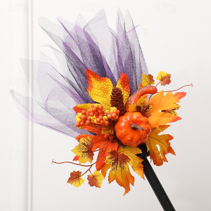 Halloween Fall Ornament with Witch Broom, Pumpkin, Witch Hat, and Magic Wand for Halloween Party Decorations, Costume Accessories for Witch, Wizard, and Spooky Themed Events4