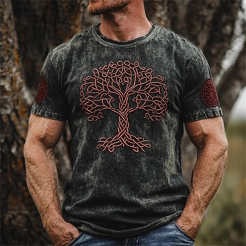 Men's T Shirt Tee Tee Top Short Sleeve Crew Neck Summer Tribal Tree Of Life Yggdrasil Vintage Designer Basic Print Vacation Street Going out Black Blue Green Top Tee for Men2