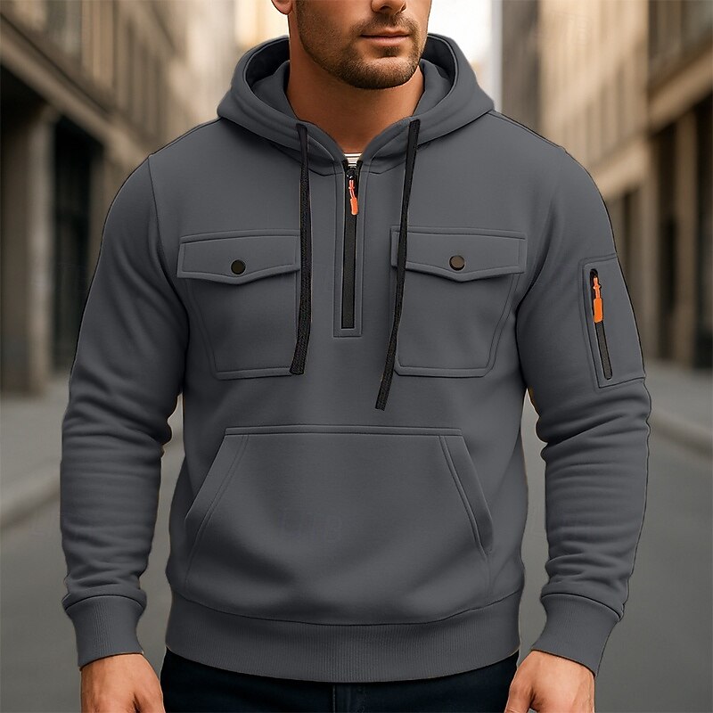 Men's Hoodie Full Zip Hoodie Tactical Hoodie Black Army Green Red Blue Khaki Hooded Plain Zipper Sports & Outdoor Casual Daily Streetwear Cool Sportswear Spring &  Fall Clothing Apparel Hoodies3