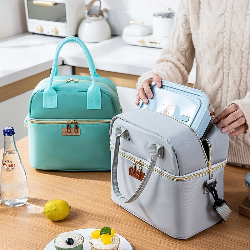 Lunch Bag for Women and Men for Back to School Office Picnic Hiking Beach Double Layer Thickened Waterproof Insulated Bento Bag Portable Handheld Lunch Tote for Students and Professionals