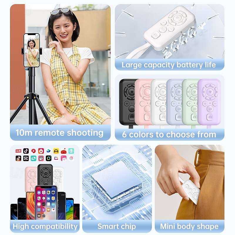 New Flip Selfie Remote Mobile Phone BT Multifunctional Nine-button Remote Control for Watching E-book youtube Video2