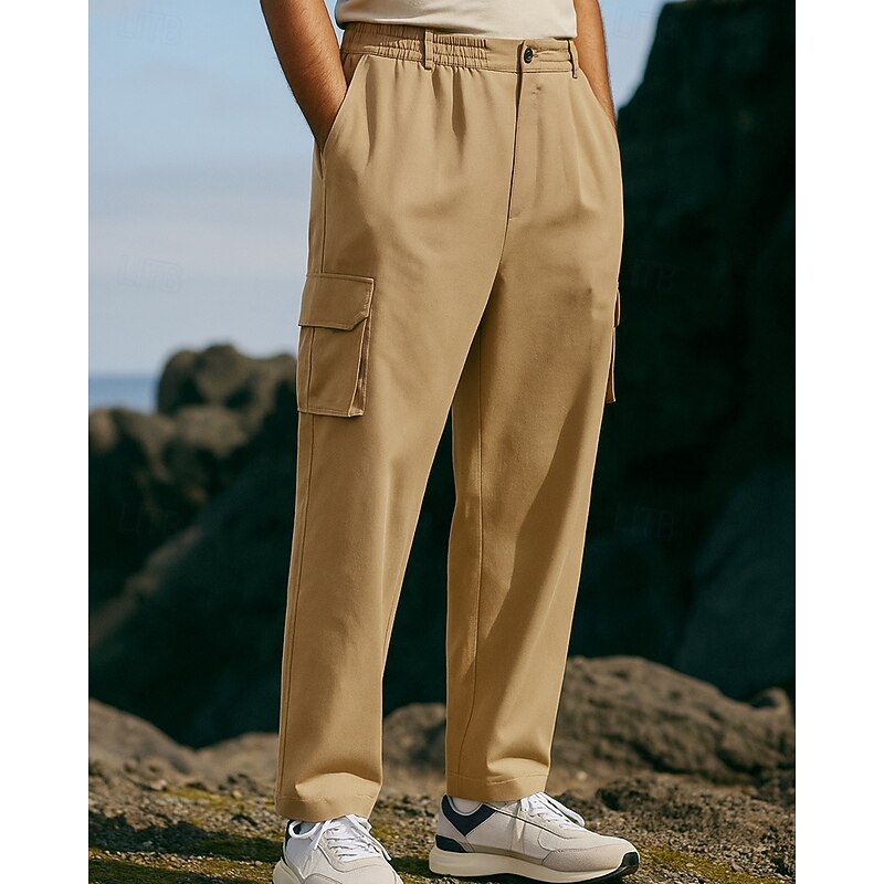 Men's Cargo Pants Hiking Pants Trousers Hiking Rain Pants Outdoor Regular Fit Waterproof Windproof Bottoms Pocket Black Army Green Cotton Camping / Hiking Running S M L XL XXL