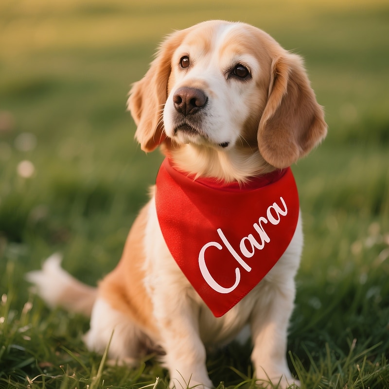 Personalized Name Dog Bandana Custom Gift, Soft Pet Scarf with Clear Engraving, Unique ID Accessory for Daily Walks, Parties, Photo Shoots, Gift for Dog Lovers