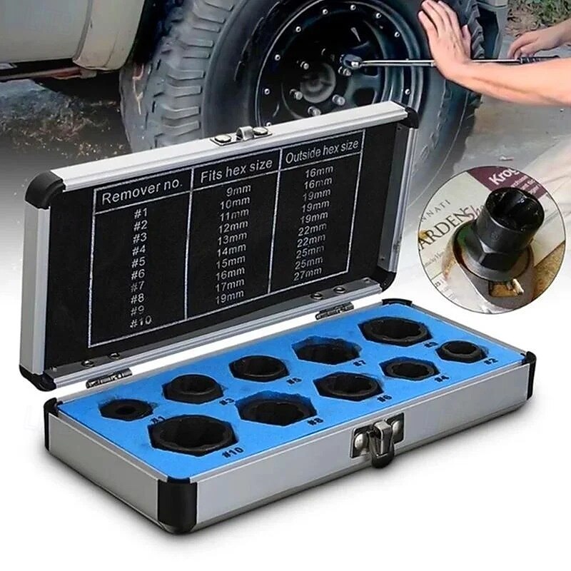 Nut Removal Kit Short Long Bolt Extractor Socket Set for Damaged Stripped Hex Nuts Bolts Heavy Duty Twist Socket Tool Set