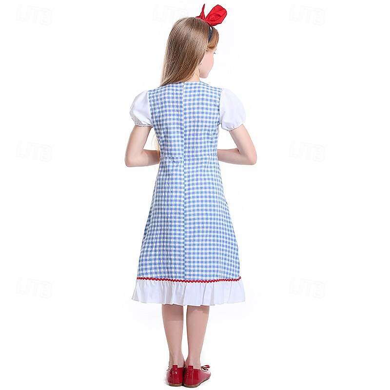 The Wizard of Oz Fairy Tale Dorothy Dress Costume Storybook Characters Movie Cosplay for Girls' Kid's Halloween Carnival World Book Day Performance Educational Dress Up School Event Dress Up2