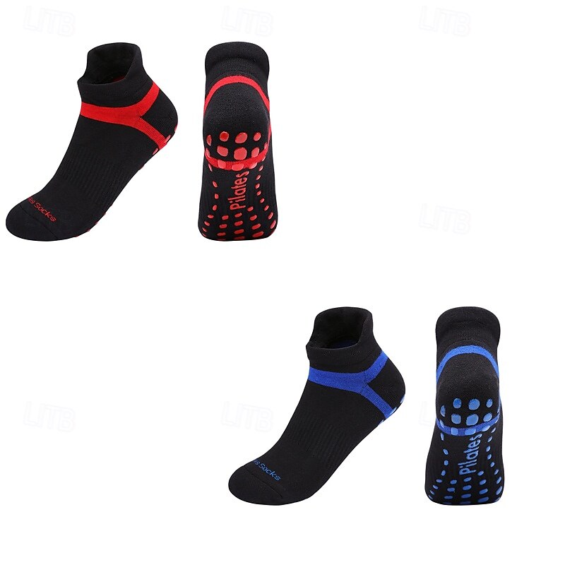 Men's 2 Pairs Multi Packs Socks Running Socks Casual Socks Blue + White Red / Green Color Color Block Vacation Sports & Outdoor Daily Basic Medium Spring Fall Fashion Casual3
