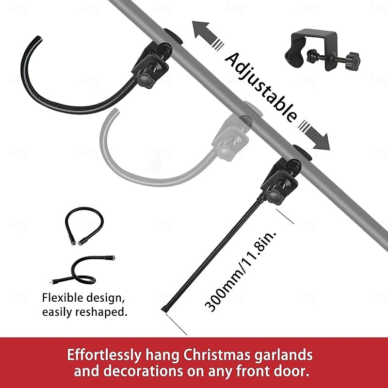 Garland Hanger for Front Door, Adjustable Fits 32"- 80" Doors, Heavy-Duty Christmas Halloween Decoration Holder for Wreaths, Lights & More, No Screws, Drilling, Glue-Damage-Free3