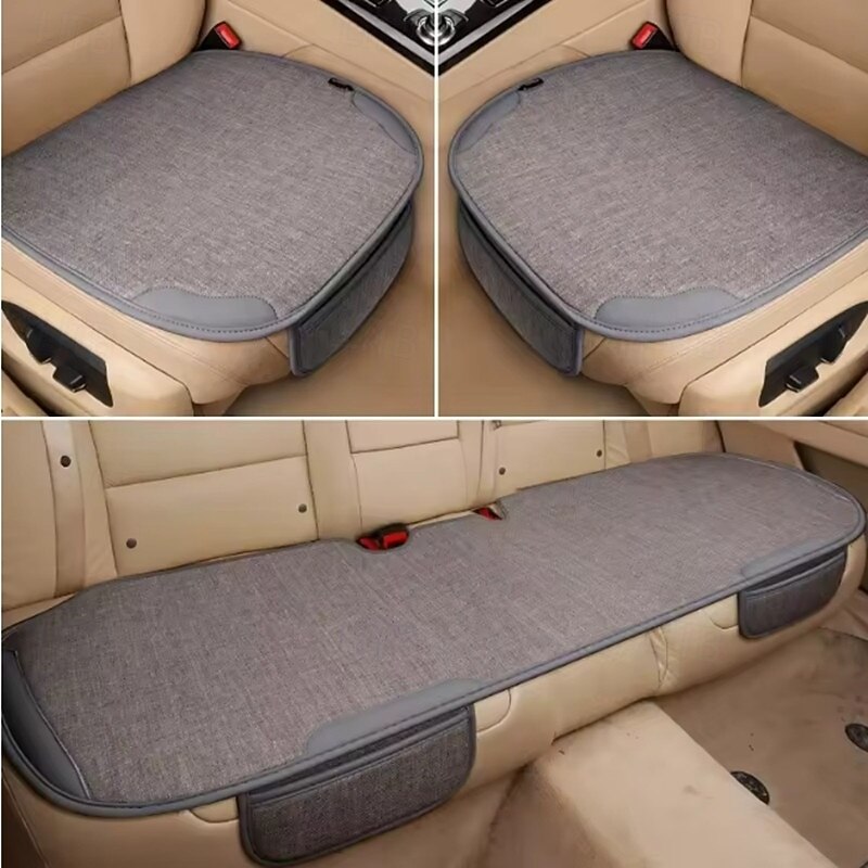 3-piece set of car breathable linen seat cover four seasons universal front seat cover pad automatic indoor chair cover set3