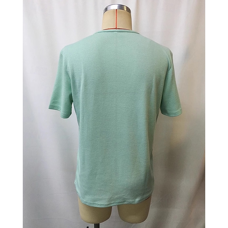 Men's Waffle Tee T Shirt Tee Short Sleeve Shirt Short Sleeve Crew Neck Summer Plain Fashion Designer Basic Pocket Vacation Street Going out Green Top Tee for Men3