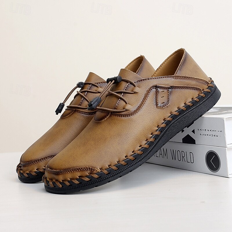 Men's Casual Slip-On Moc Toe Shoes – Soft Sole Hand-Stitched Design for Driving, Travel & Everyday Comfort3
