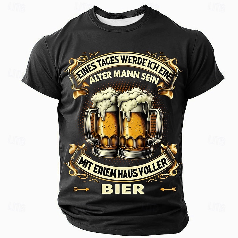 Mens Beer T-Shirt Funny Graphic Short Sleeve - One Day I'll Be An Old Man With A House Full of Beer Quote4