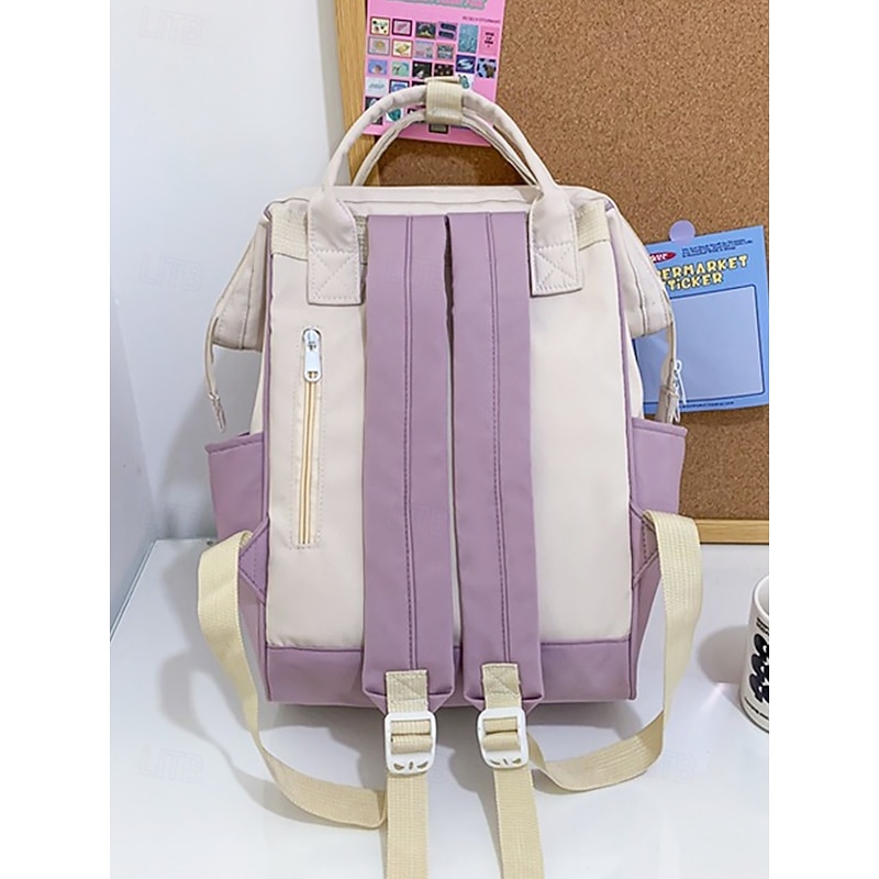 Teen Girls Kawaii Colorblock Backpack for – Lightweight School Bookbag with Large Capacity and Fruit Keychain for Daily Use and Campus4