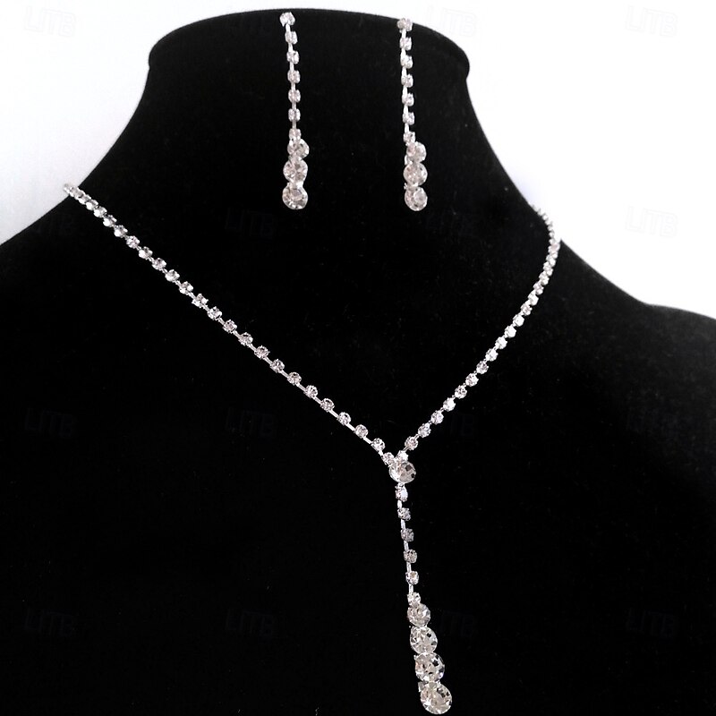 Bridal Jewelry Sets 1 set Imitation Diamond Alloy Rings 1 Bracelet Earrings Necklace Women's Elegant Fashion Artistic Jewelry Set For Wedding Valentine's Day Special Occasion2