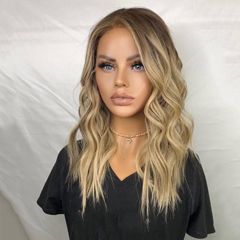 Unprocessed Virgin Hair 5x5 Closure 13x4 Lace Front Wig Side Part Brazilian Hair Wavy Blonde Multi-color Wig 130% 150% Density Ombre Hair Highlighted / Balayage Hair Natural Hairline 100% Virgin2