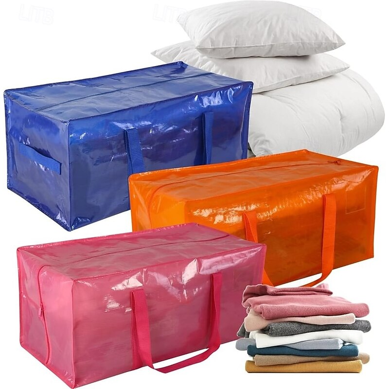 Heavy-Duty Moving Bags with Reinforced Handles Large Foldable Storage Bags Thick Woven Material Extra Capacity for Clothes Blankets Travel Outdoor Car Use