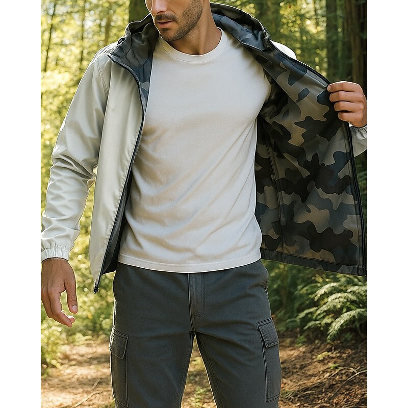 Men's Windbreaker Hiking Jacket rain coat Outdoor Waterproof Windproof Lightweight Hiking Outfits Hiking Clothes Spring Autumn / Fall Top Camping / Hiking / Caving Running Black White Red