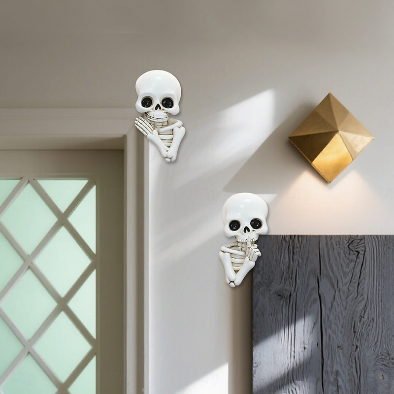 Halloween Resin Skeleton Door Frame Wall Decor, Creative Spooky Decoration for Living Room, Bedroom, and Home Halloween Atmosphere2