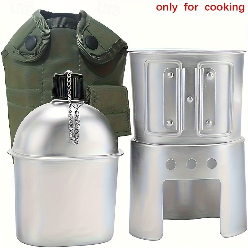 Aluminum Water Canteen Cup Bag Set Portable Canteen for Outdoor Camping Survival Nature Experience Hiking and Backpacking Equipment Only for Cooking