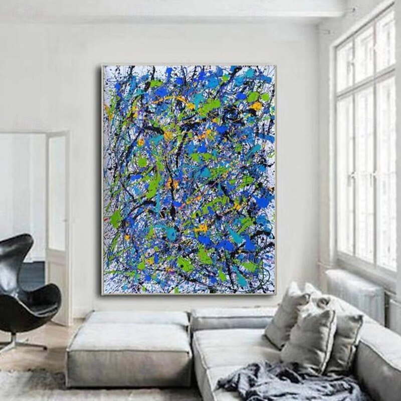 Large Abstract Canvas Art oil painting hand painted Blue Minimalist Abstract Painting Nordic Abstract Painting for Living Room Abstract Painting Boho Abstract Wall Art painting2
