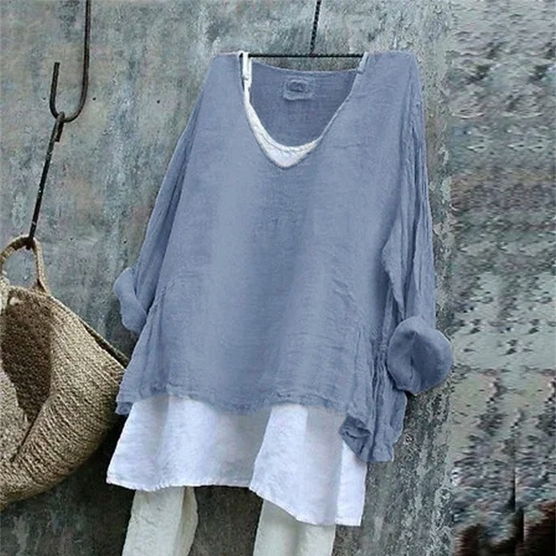 Women's T Shirt Tee Top Plain Fashion Modern Short Sleeve V Neck Regular Tops Daily Going out White Blue Gray Spring Fall2