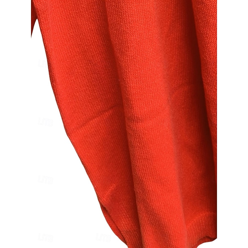 Women's Sweater Dress Daily Stylish Basic Pure Color Fuzzy V Neck Knitted Long Sleeve Regular Tops Knit Outdoor Daily Red Fall Winter4
