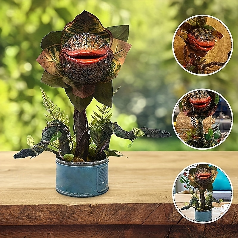 1pc Realistic Horror Piranha Flower Garden Statue  High-Quality Resin Sculpture Poseable Head & Vines Indoor/Outdoor Corpse Flower Prop for Halloween Thanksgiving Spooky Decor 27cm
