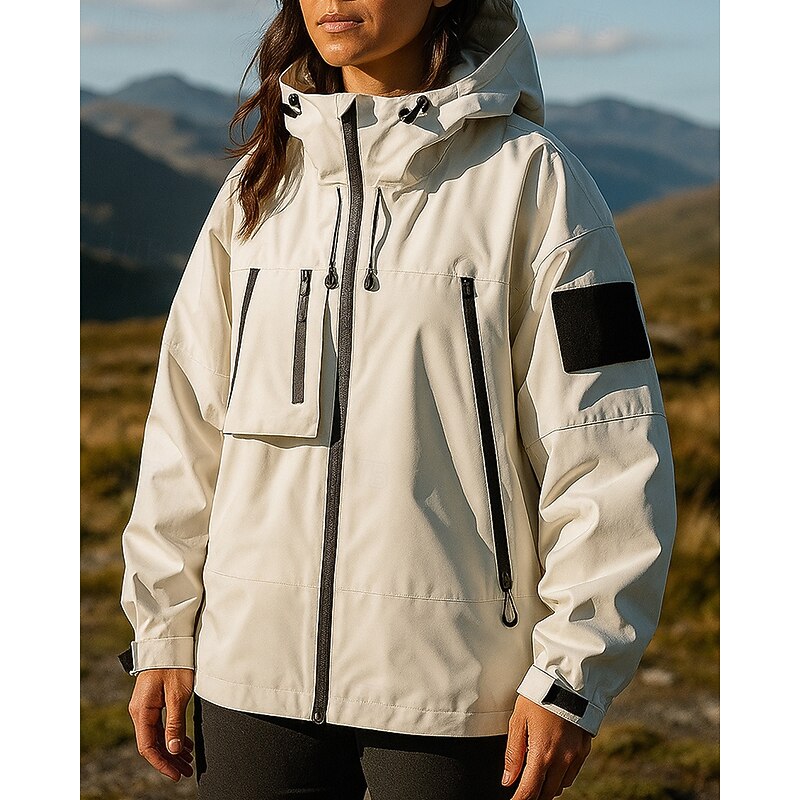 Women's Windbreaker Hiking Jacket rain coat Outdoor Waterproof Windproof Lightweight Hiking Outfits Hiking Clothes Spring Autumn / Fall Top Camping / Hiking / Caving Running Black White Green3