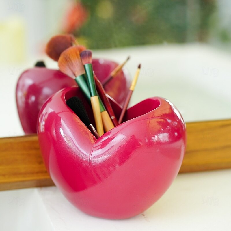 Pen Holder 3D Heart Shaped Storage Organizer Cute Desktop Decoration for Girls Makeup Brush Holder Stationery Container Romantic Vanity Table Accessory Gift Idea4