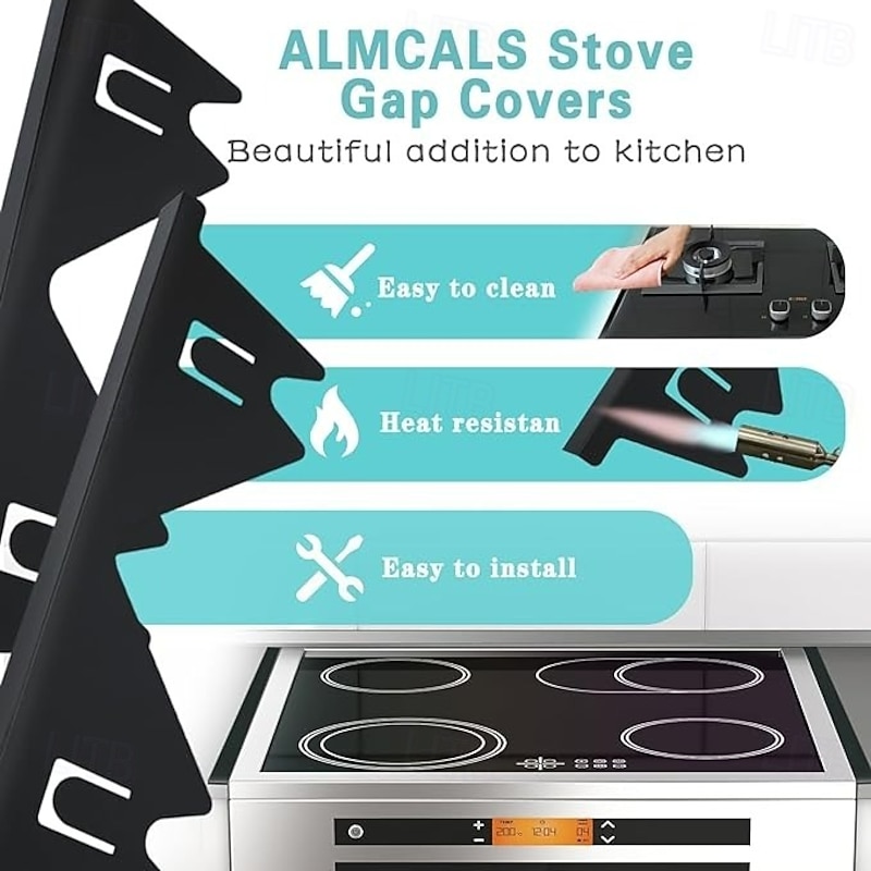 2 Pack Stove Gap Covers Stainless Steel Kitchen Counter Gap Filler Strip Easy to Clean Heat Resistant Seam Cover Between Stove and Countertop4