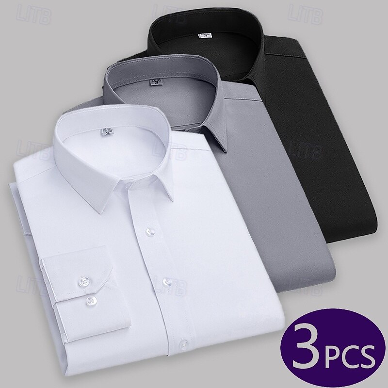 Men's Shirt Dress Shirt Button Up Shirt Tuxedo Shirts Solid / Plain Color Office & Career Daily Wear Black+White+Gray black+white+green White+Gray+Green Gray+Green+Red Long Sleeve Shirt Collar All