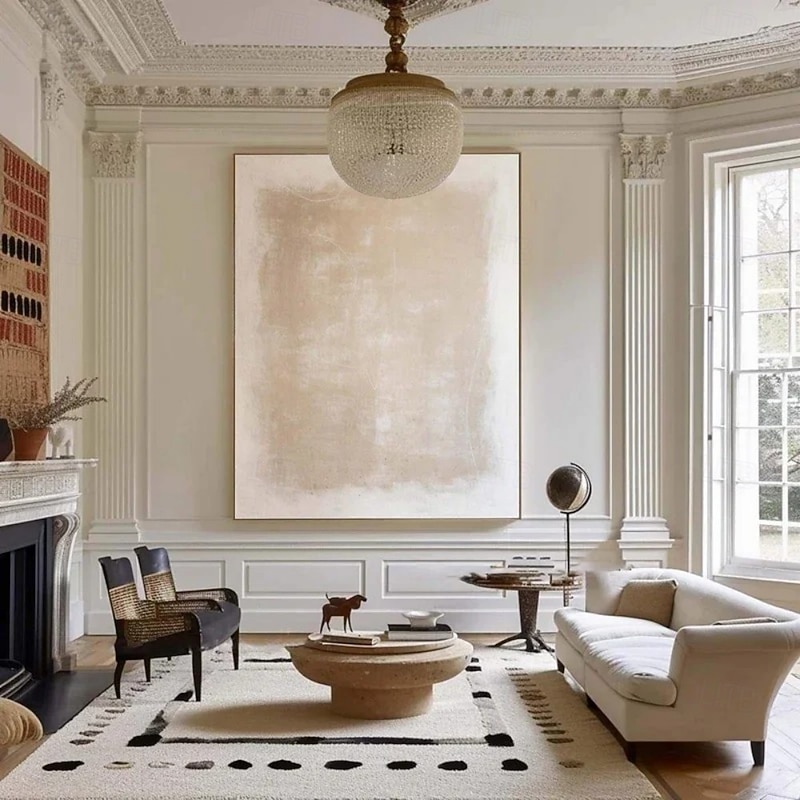 Handmade Oil Painting Canvas Wall Art Decoration Wabi-Sabi Style Simple Abstract for Home Decor Stretched Frame Hanging Painting/Rolled Frameless Unstretched Painting