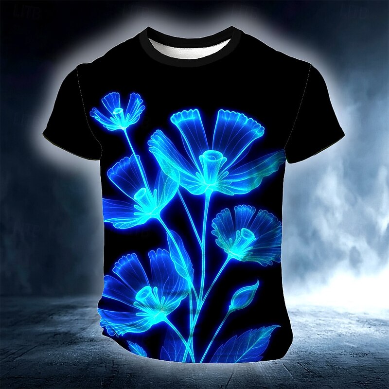 Men's Floral 3D T Shirt Short Sleeve T shirt 3D Print Crew Neck Shirt Fashion Exaggerated Designer Party Street Club Red Blue Green Summer Spring Clothing Apparel S M L XL XXL XXXL2