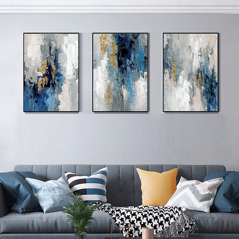 Handmade Large Size Abstract Oil Painting With Gold Foil On Canvas Modern Unframed Painting Wall Art Picture For Home Decor2