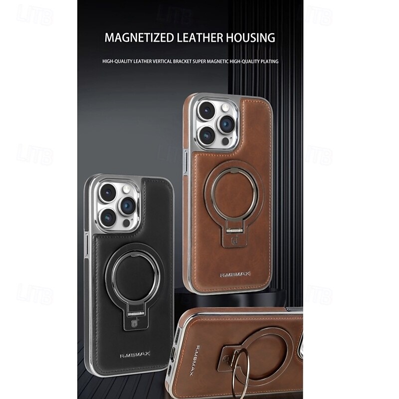 Phone Case For iPhone 16 15 14 Pro Max Plus 16e 13 Pro Max Back Cover with Stand Holder Magnetic Shockproof Retro TPU PU Leather2