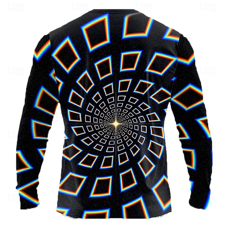 Men's Geometric 3D T Shirt Long Sleeve T shirt 3D Print Crew Neck Shirt Fashion Exaggerated Street Casual Daily Red Blue Green Summer Spring Fall Clothing Apparel S M L XL XXL XXXL2