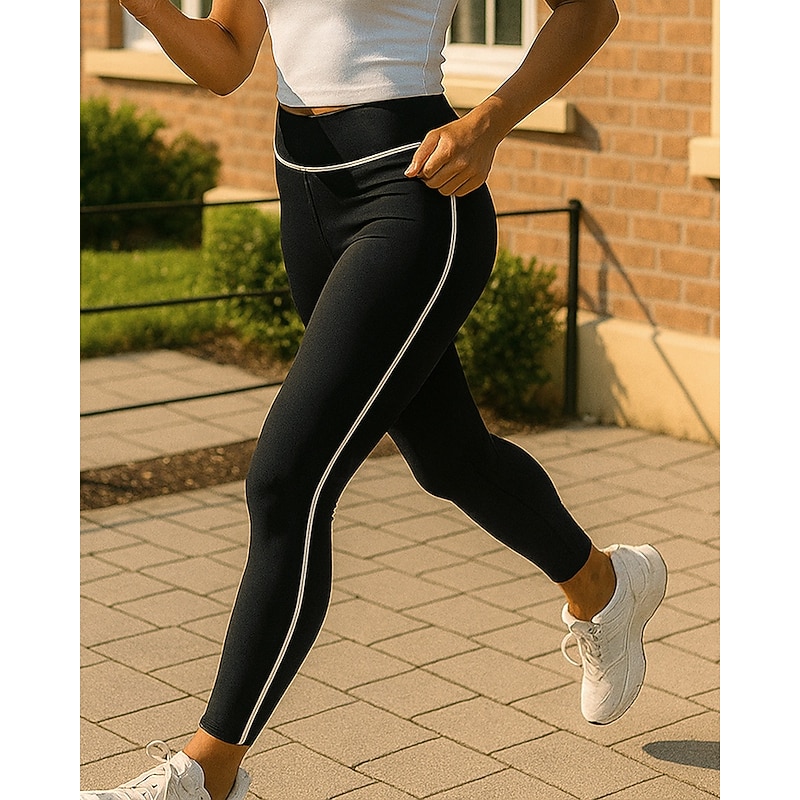 Women's Running Pants Cropped Leggings High Waist Bottoms Athleisure Gym Workout Quick Dry Tummy Control Workout Athletic Running Tight Fit Sportswear Activewear Solid Colored Black Wine Blue