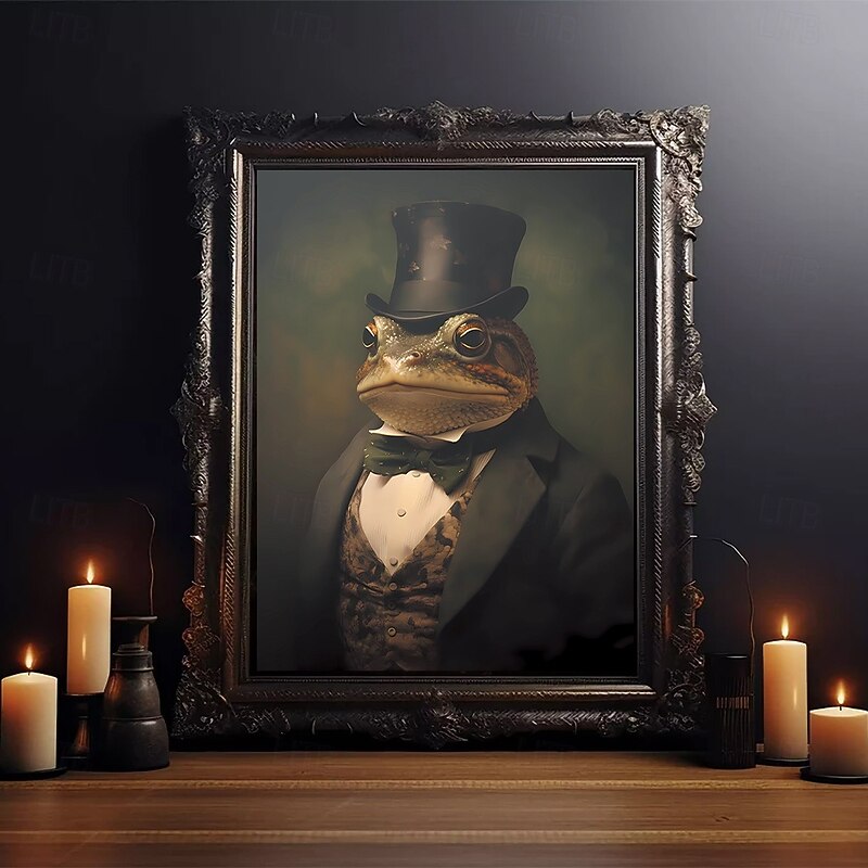 Unframed Thick Canvas Art Upgraded Package Waterproof and Anti-Glare Vintage Toad Portrait Print Poster Dark Gothic Victorian Art Halloween Decoration4