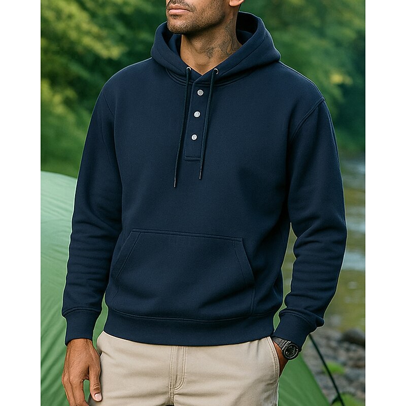 Men's Sport Hoodie Long Sleeve Hooded Top Outdoor Thermal Warm Winter Polyester Black Army Green Burgundy Tennis Workout Running3